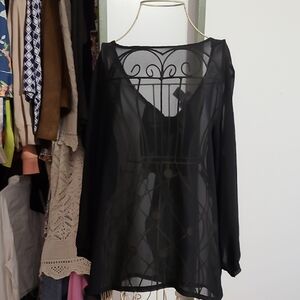 Sheer Black Long Sleeve Top